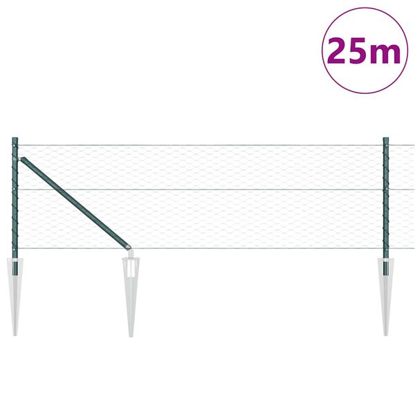 vidaXL Gjerdepåle grønn 25 x 0,6 m (36 mm mesh) Stål og PVC