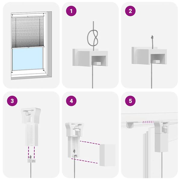 Plissegardiner 60 x 200 cm Hvit