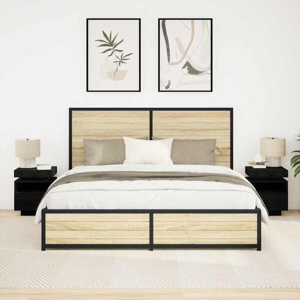 vidaXL Nattbord 2 pcs Svart eik 40 x 39 x 48.5 cm Konstruert tre