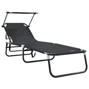 vidaXL Sammenleggbar solstol Svart 190 x 57 x 81 cm oxford