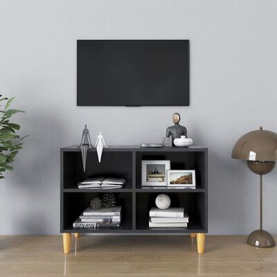 vidaXL TV-benk med ben i heltre grå 69,5x30x50 cm
