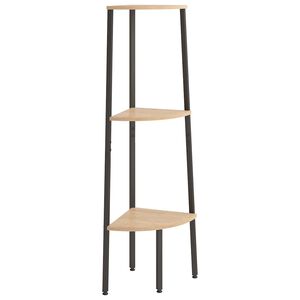vidaXL Hj&oslash;rnehylle 3 etasjer lysebrun og svart 45,5x31,5x120 cm