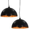 vidaXL Taklamper 2 stk svart og gull halvkuleformet 40 cm E27