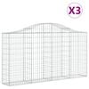 vidaXL Gabionkurver buede 3 stk 200x30x100/120 cm galvanisert jern