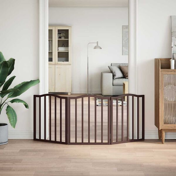 vidaXL Hundeport sammenleggbar 3 paneler brun eik 150 cm poppeltre