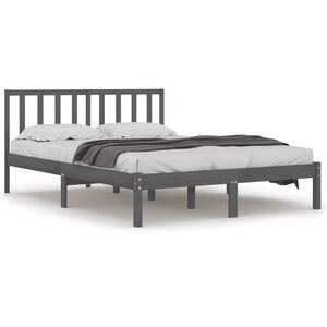 vidaXL Sengeramme gr&aring; heltre furu 200x200 cm