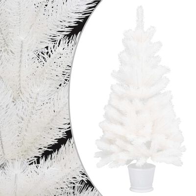 vidaXL Forhåndsbelyst kunstig juletre med kulesett hvit 90 cm