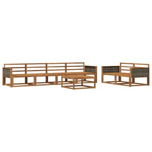 vidaXL Utend&oslash;rs sofa-sett 7 pcs Naturlig Solid akasietre