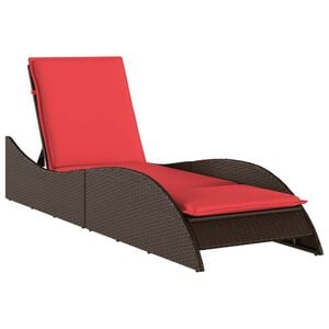 vidaXL Solseng med pute brun 60x205x73 cm polyrotting