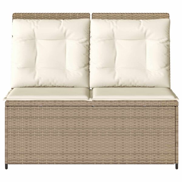 vidaXL Hagebenk med pute Beige Poly rattan