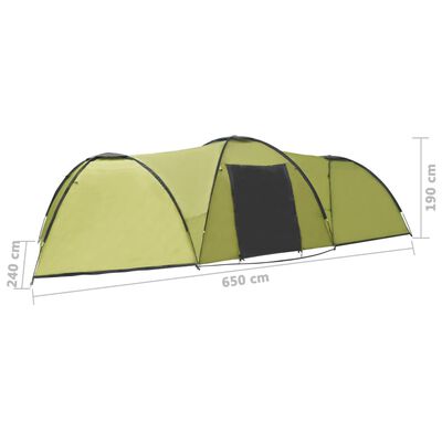 vidaXL Campingtelt igloformet 650x240x190 cm for 8 personer grønn