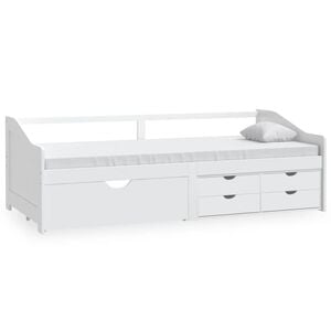 vidaXL Sengeramme 3 seter med skuffer heltre furu 90x200 cm hvit