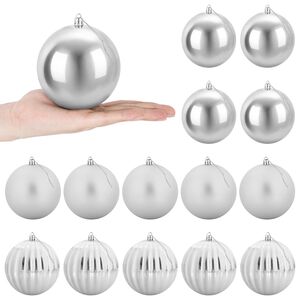 vidaXL Julekule Sett XL 15 stk. S&oslash;lv &Oslash; 10 cm Plast