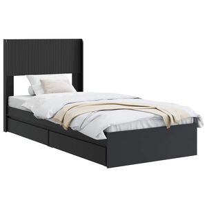 vidaXL Sengramme med oppbevaring og hodegavl Svart 75 x 190 cm