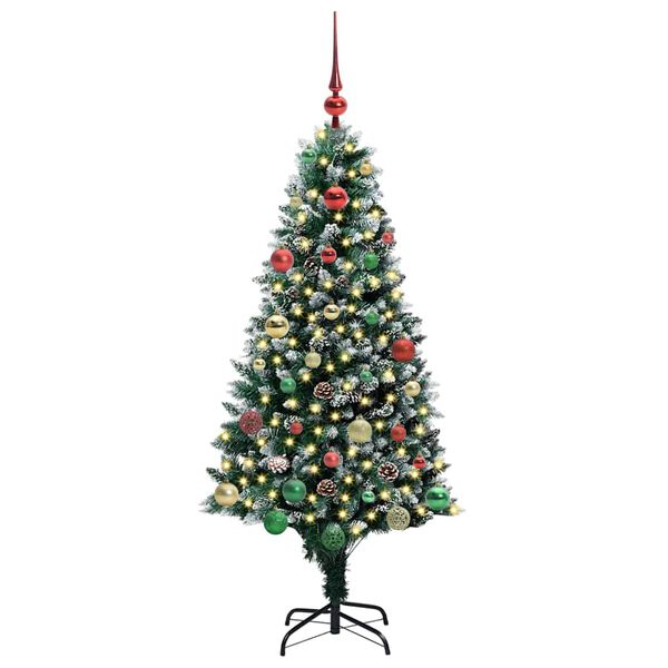vidaXL Kunstig juletre med 150 LED grønn 150 cm PVC og Stål og Plast