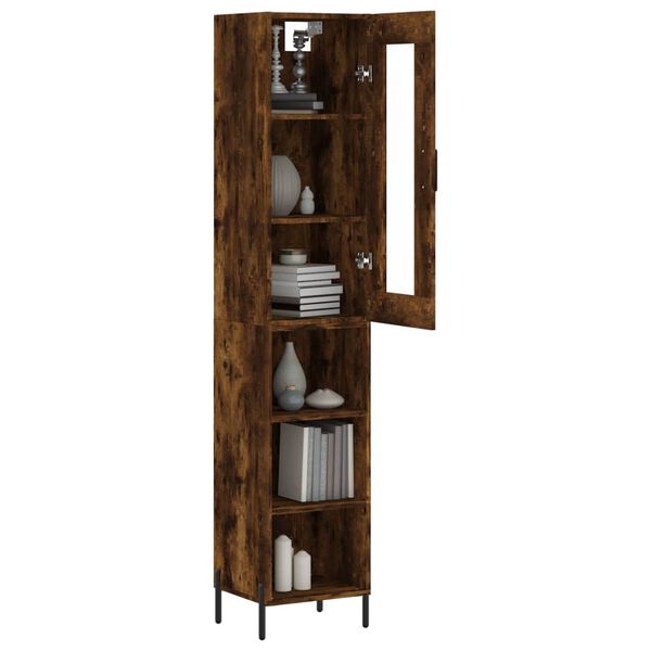 vidaXL Highboard r&oslash;kt eik 34,5x34x180 cm konstruert tre