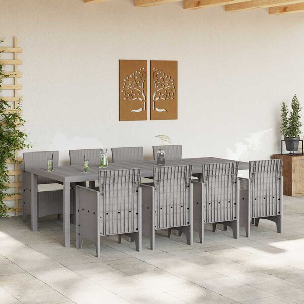 vidaXL Hage Spisegruppe 9 pcs Hvit Polt rattan
