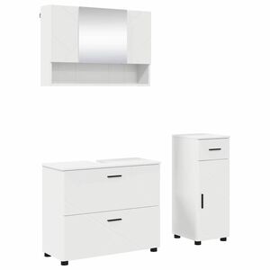 vidaXL Baderomsinnredningssett 3 pcs Hvit Ingeni&oslash;rtre og metall