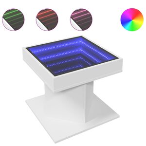 vidaXL Salongbord med LED hvit 50x50x45 cm sponplate