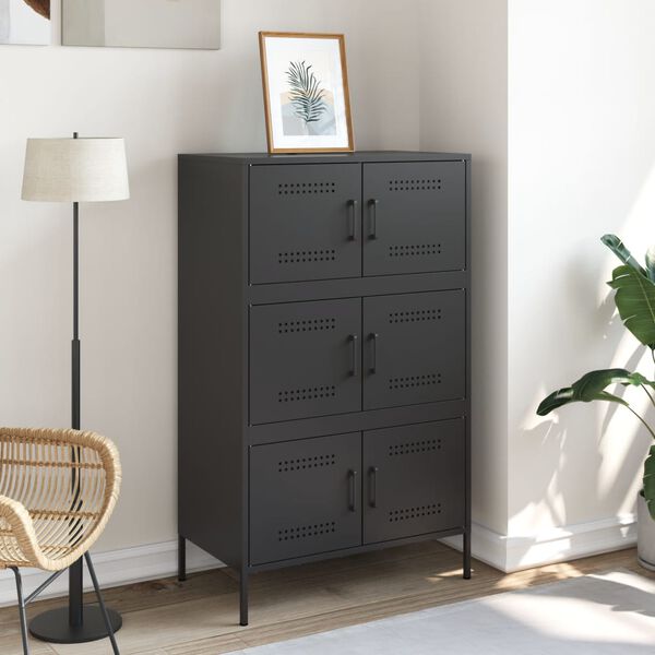 vidaXL Highboard svart 68x39x113 cm st&aring;l