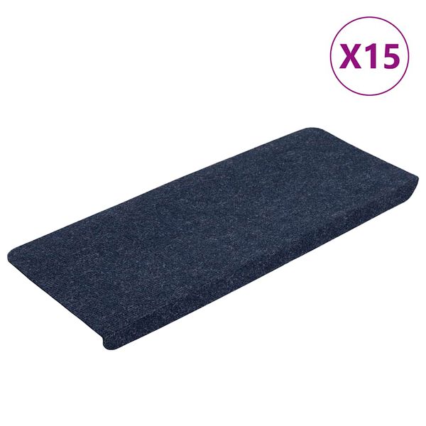vidaXL Selvklebende trappematter 15 stk 65x24,5x3,5 cm bl&aring;