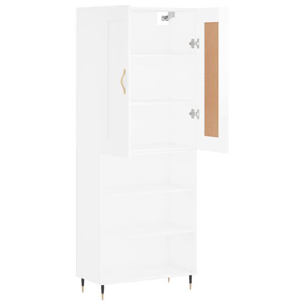 vidaXL Highboard h&oslash;yglans hvit 69,5x34x180 cm konstruert tre