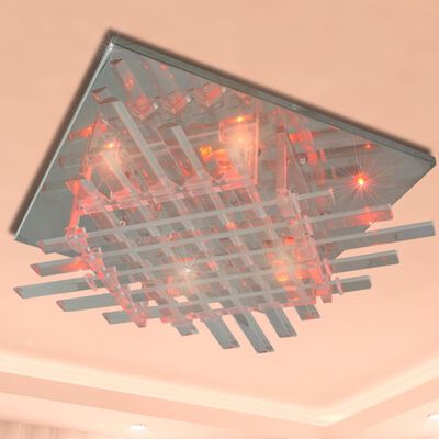 Firkantet RGB LED taklampe med strimler av glass