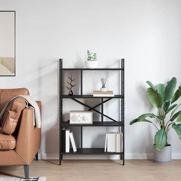 vidaXL Bokhylle Svart Eik 75 x 30 x 123,5 cm Konstruert tre