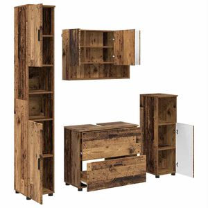 vidaXL Baderomsinnredningssett 4 stk. Gamle tre 35 x 30 x 192 cm