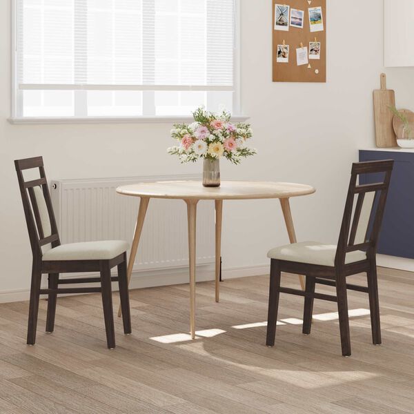 vidaXL Spisestuestol 2 pcs Lys Brun og Lys Solid Gummitre