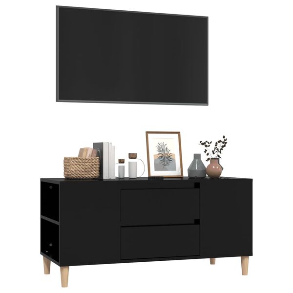 vidaXL TV-benk svart 102x44,5x50 cm konstruert tre