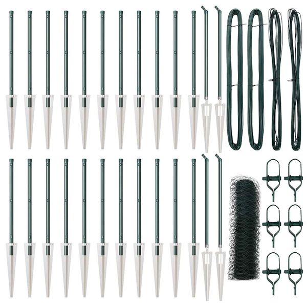 vidaXL Gjerde med innlegg. gr&oslash;nn 0.4 x 50 m PVC-belagt st&aring;l