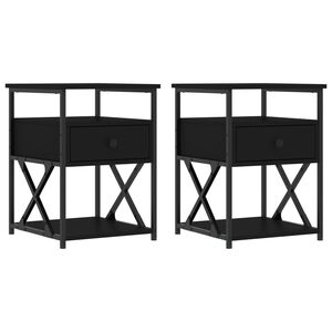 vidaXL Nattbord 2 stk svart 40x42x55 cm konstruert tre