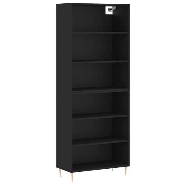 vidaXL Highboard svart 69,5x32,5x180 cm konstruert tre