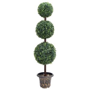 vidaXL Kunstig buksbomplante med potte ballformet 118 cm gr&oslash;nn