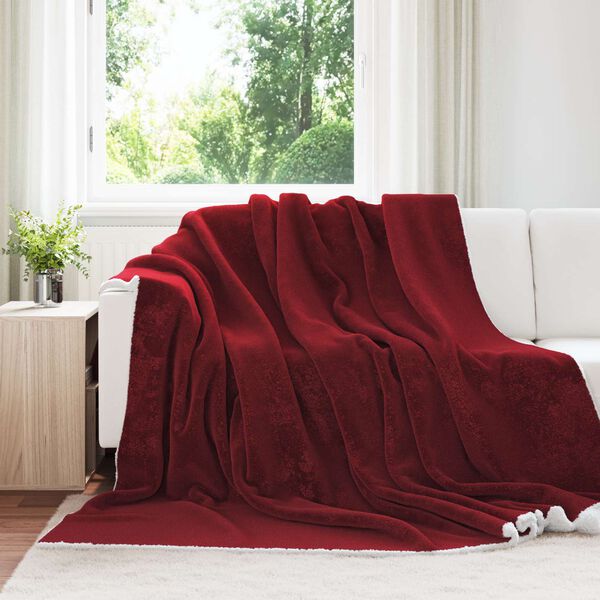 vidaXL Kastteppe Bordeaux R&oslash;d 240 x 270 cm Fleece