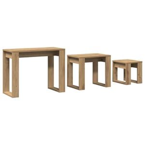 vidaXL Stablebord 3 stk artisan eik konstruert tre