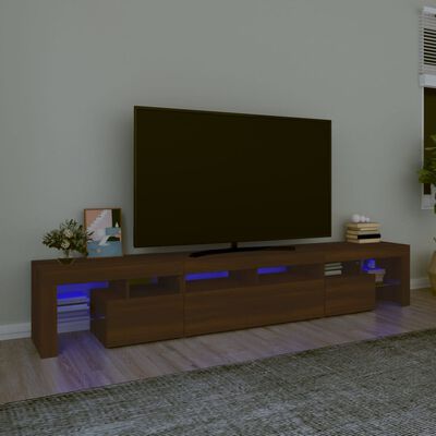 vidaXL TV-benk med LED-lys brun eik 230x36,5x40 cm