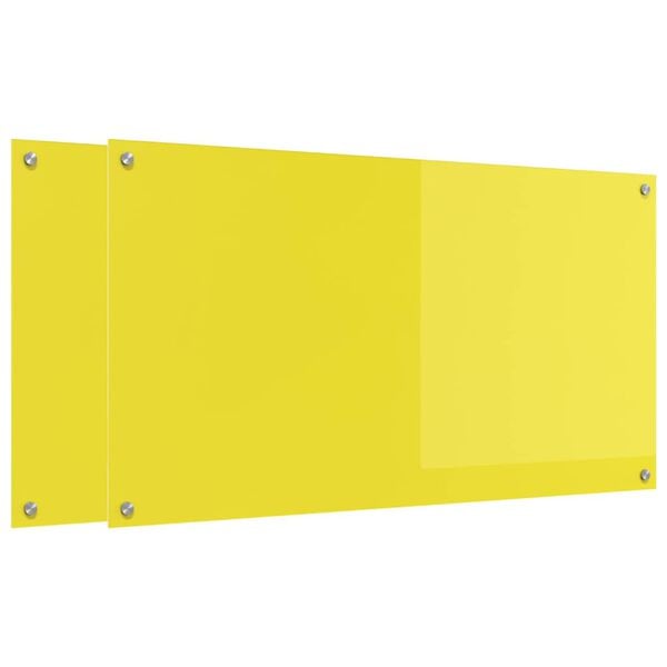 vidaXL Kj&oslash;kkenbakplate 2 pcs Gul 110 x 60 cm herdet glass