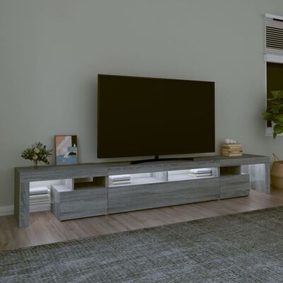 vidaXL TV-benk med LED-lys grå sonoma 260x36,5x40 cm