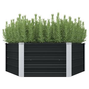 vidaXL Hevet blomsterkasse antrasitt 129x129x45 cm galvanisert st&aring;l