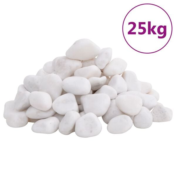 vidaXL Polerte sm&aring;stein 25 kg hvit 2-5 cm