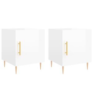 vidaXL Nattbord 2 stk h&oslash;yglans hvit 40x40x50 cm konstruert tre