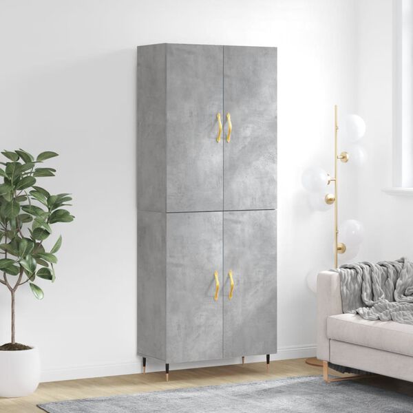 vidaXL Highboard betonggrå 69,5x34x180 cm konstruert tre