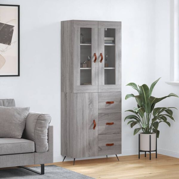 vidaXL Highboard gr&aring; sonoma 69,5x34x180 cm konstruert tre