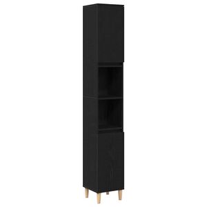 vidaXL Baderomsskap med d&oslash;r Svart Eik 30 x 30 x 190 cm Konstruert tre