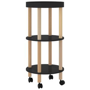 vidaXL Kj&oslash;kkenvogn 3 etasjer svart 38x38x82 cm konstruert tre og furu