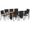 vidaXL Hage Spisegruppe 9 stk. Svart polyrotting
