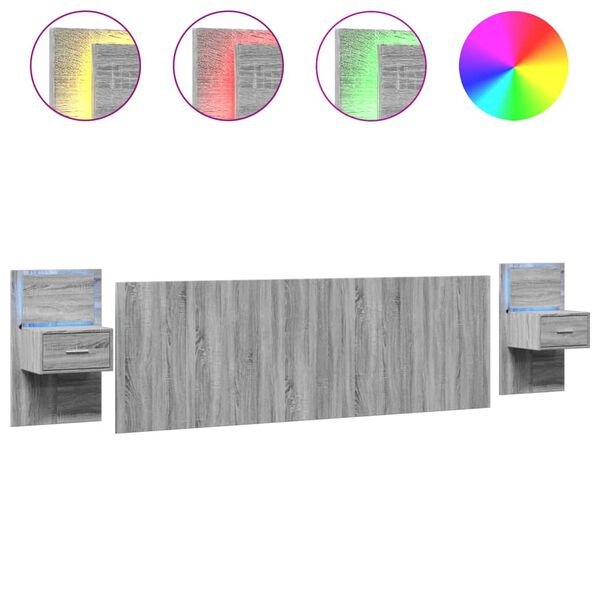 vidaXL Hodegavl med skap gr&aring; sonoma 240 cm konstruert tre