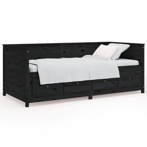 vidaXL Dagseng svart 90x190 cm heltre furu